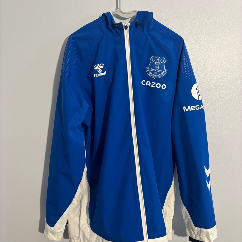 Everton Hummel Blue Light Rain Jacket